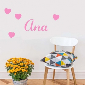 Vinilo con nombre personalizado corazones