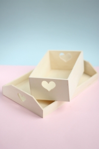 Set 2 cajitas de madera corazón