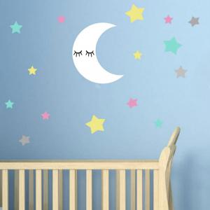 Vinilo luna y estrellas de colores