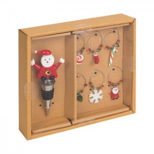 Set de marcacopas navideño y tapón botella