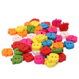 Set 10 botones manzana madera
