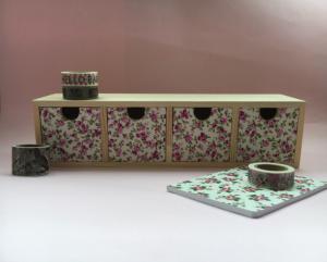 Cajonera de madera flores