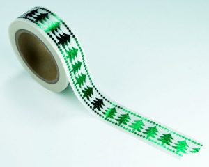 Washi tape árbol verde metálico