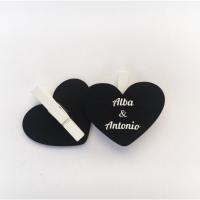 Pinza corazón de madera personalizada