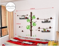 Vinilo pared arbol con baldas