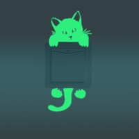 Pegatina interruptor gatito fluorescente