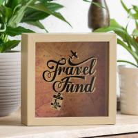 Hucha caja de madera Travel Fund