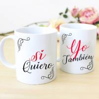 Set de 2 tazas Sí Quiero & Yo También personalizadas