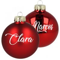 Bola navidad de cristal roja personalizada