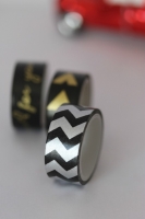 Washi tape zigzag plata negro