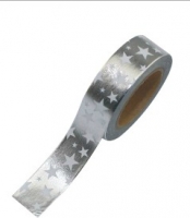 Washi tape plateado estrellas laminado